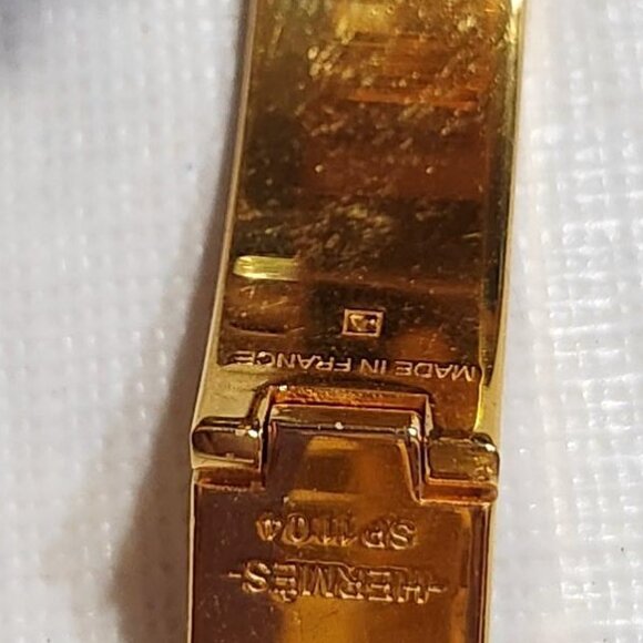 Hermes Enamel Narrow Clic Clac H Bracelet GM in Orange - Picture 7 of 8